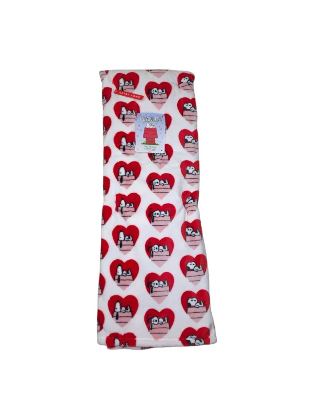 Peanuts Snoopy Heart Pattern Pet Plush Throw Blanket Extra Long 60x70 Berkshire